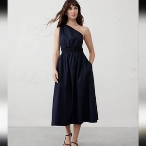 Banana Republic One Shoulder Dress in Deep Blue